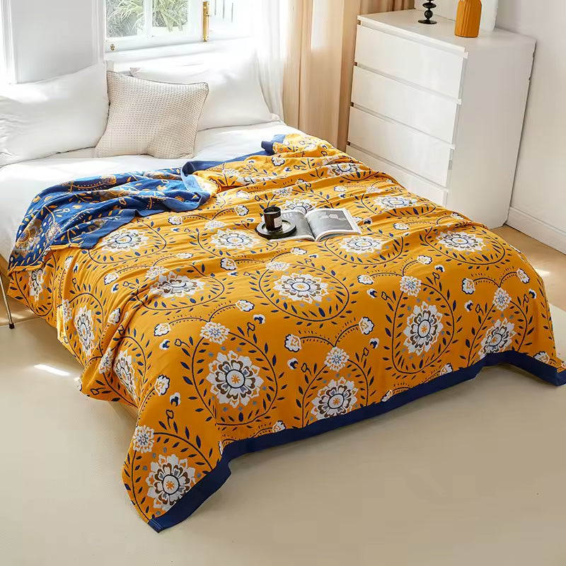 Floralia 2 Regal Floral Cotton Bedding Reversible Quilt Coverlet