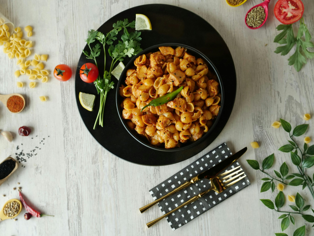 Spicy Shells Pasta Dish With Fresh Herbs And Tomatoes Healthy Recipe Using Dinner Ingredients From Terra Powders Clean Food Market