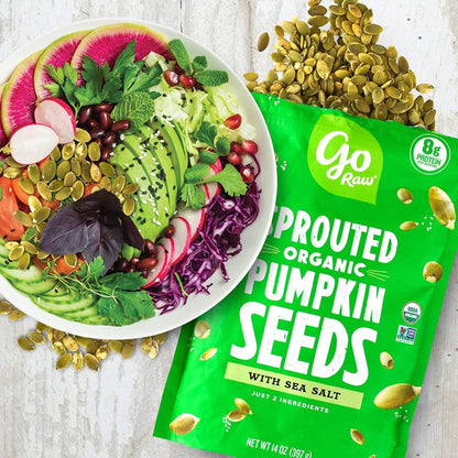 Sprouted Organic Go Raw Pumpkin Seeds With Sea Salt Topping Colorful Salad