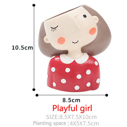 Measurements Of Plant Lady Planter Pot Woman In Red Desk Top Pot Dimensions