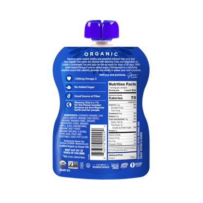 Mamma Chia Squeeze Wild Raspberry 3.5 Ounce Pouch Nutrition Facts And Organic Ingredients